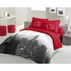 PARURE DE COUETTE CASATXU Housse 220x240cm + 2 Taies CITY ROUGE