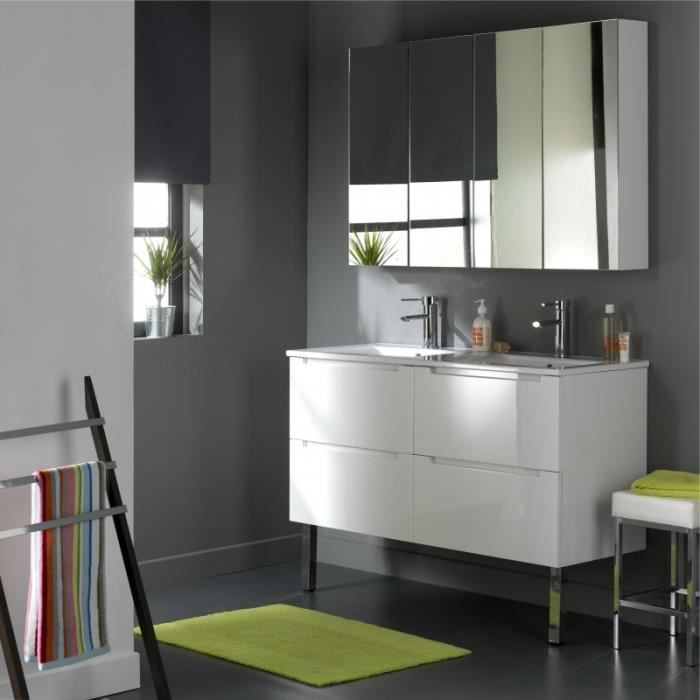 Meuble de salle de bain 120 cm 4 tiroirs blanc … achat / vente ... Meuble salle de bain pas cher