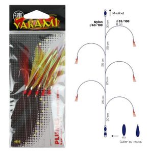 NAUTIKA Bas de Ligne Mer Plumes Rouge / Jaune N 3/0
