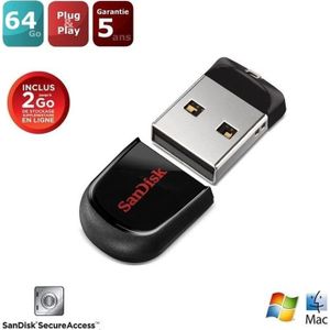 SANDISK Clé USB Cruzer Fit - 64Gb - 2.0 - Noir / Rouge