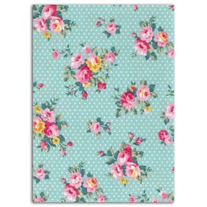 Dailylike Tissu thermocollant A5 - bleu pois fleurs