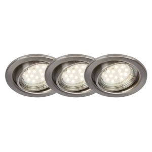 BRILLIANT Kit de 3 spots encastrable orientables Classic LED diam?tre 8 cm GU10 3W acier