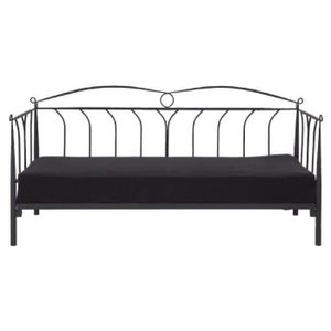 LINE Lit enfant romantique en acier laqué noir - l 90 x L 200 cm