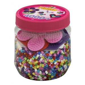 HAMA Midi Pot Rose 4000 Perles + 3 Plaques Couleurs