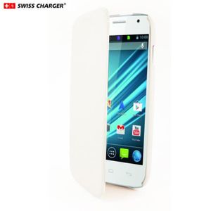 SWISS CHARGER étui folio compatible avec KAZAM THUNDER Q4.5 - blanc