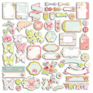 TOGA Lot de 54 mots et formes découpés jardin secret