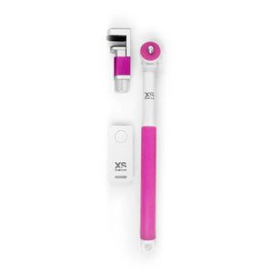 XSories - ME SHOT DELUXE - Perche ? selfie extensible de 23 ? 93 cm aluminium, télécommande et pholder amovible, Blanche et Rose