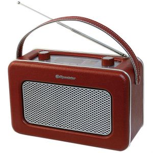 ROADSTAR TRA 1958N BG Radio Mono Style Retro Vintage - Présentation Simili Cuir - Tuner Am/Fm Analogique - Prise Casque