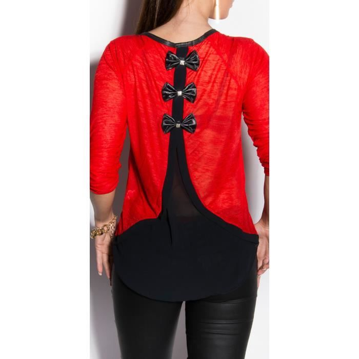 top blouse sexy rouge noeud dos noir Rouge, noir Achat / Vente t