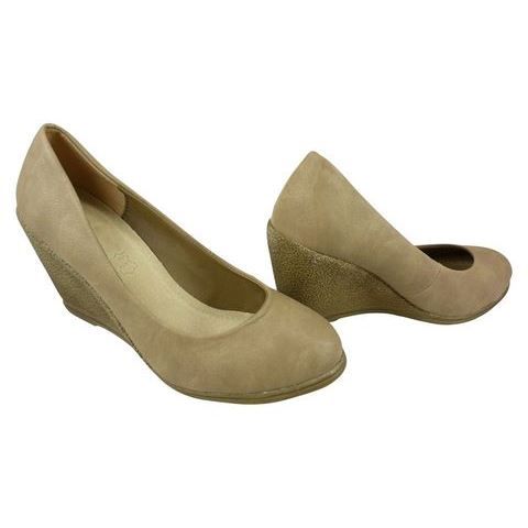 chaussures compensées beige femme