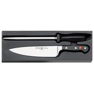 WÜSTHOF Coffret couteau de chef 20cm avec fusil 23cm en acier TR97554E 38x20x4,7cm gris et noir