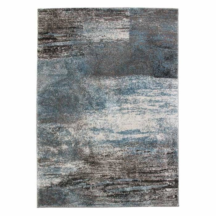 BOMBAY Tapis (133x190cm) Effet chiné gris bleu Achat / Vente tapis
