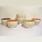 BOL - MUG - MAZAGRAN Bols grès blanc bicolor x 6 décors café /chocolat