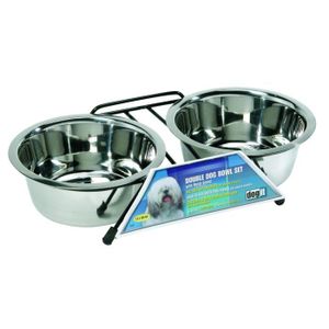Gamelle en acier sur support 2 x 750 ml