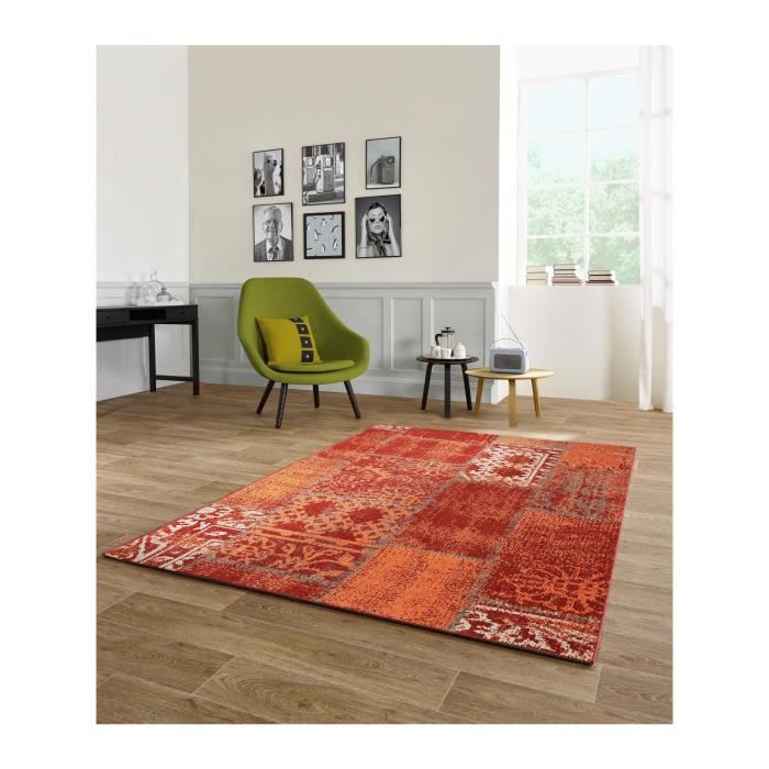'benuta Tapis d''extérieur Star Patchwork Rouge 140x200 cm ...