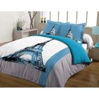 PARURE DE COUETTE CASATXU Housse 220x240cm + 2 Taies PARIS TURQUOISE