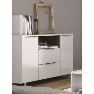BUFFET - BAHUT YESS Enfilade 128cm Blanc perle et Gris BUFFET - BAHUT YESS Enfilade 128cm Blanc perle et Gris