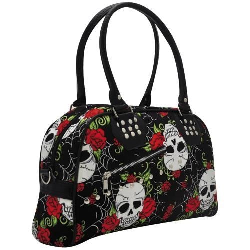 Banned Punk Grande Tartan Menottes Sac /à main Sac gothique Rouge