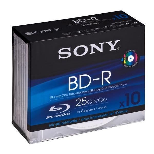 Disque Bluray BDR 10BNR25BPS 25 Go (pack de 10) Achat / Vente cd