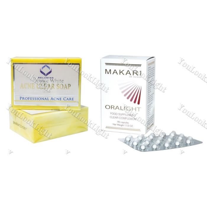 Acne Clear Soap + Makari Oralight Pills - Achat / Vente solaire corps