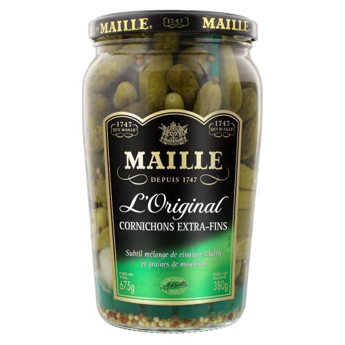 Maille Cornichons extra fins 380g Achat / Vente cornichons olives