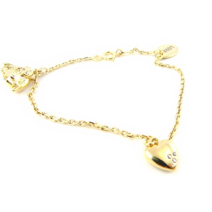 Bracelet fin à breloques \u0026quot;Love\u0026quot; pour illustrer notre humeur joyeuse et guillerette lorsquon est amoureuse ! ! ! En plaqué or avec zirconias,