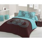 PARURE DE COUETTE CASATXU Housse 220x240cm + 2 Taies ODE CHOCO/TURQ