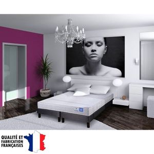 BENOIST BELLE LITERIE Ensemble matelas + sommier 2x80x200cm 21cm 100% latex équilibré 75kg/m?