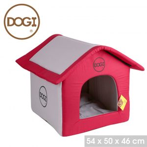 Maison Dogi 54 cm - Gris et rouge - Pour chien