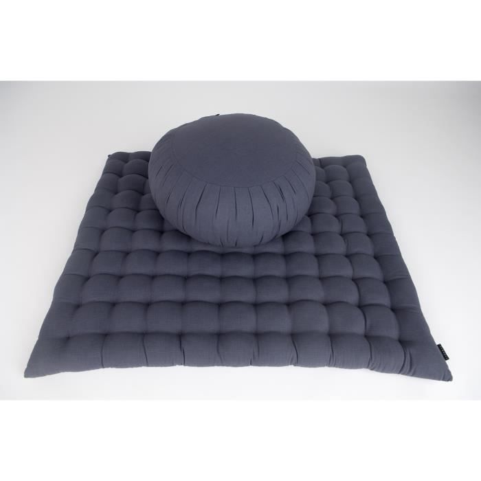 Set de Méditation Coussin Zafu, Tapis Zabuton, 76x72x25 cm, Kapok