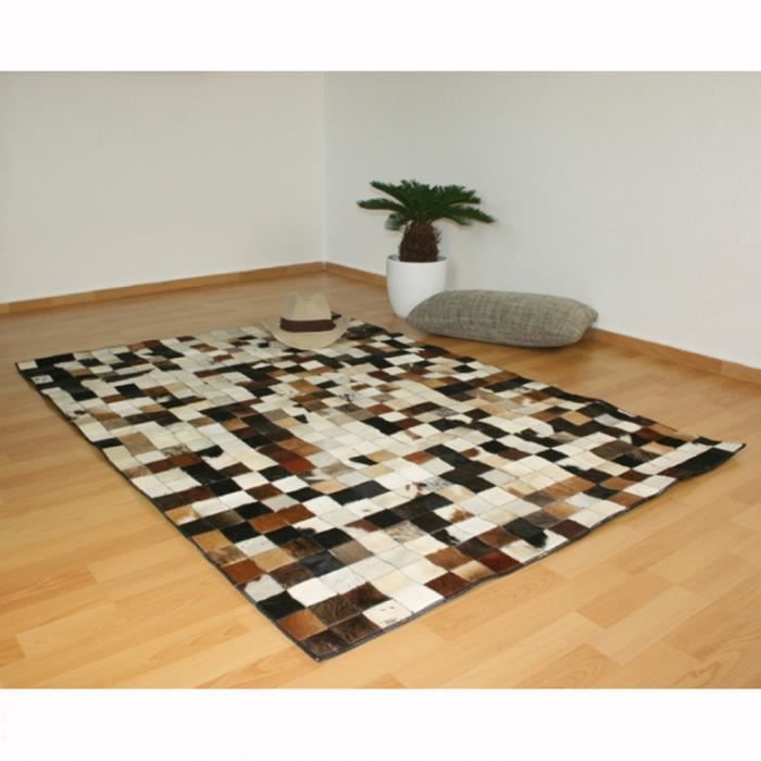 Tapis Carré Peau de vache Cuir carpet 160 x 230 cm Ce tapis shaggy