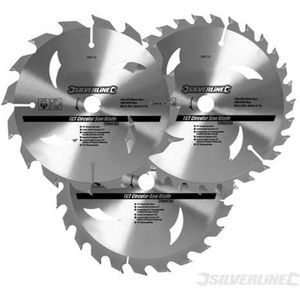 SILVERLINE Lot de 3 lames TCT pour scie circulaire : 16, 24 et 30 dents