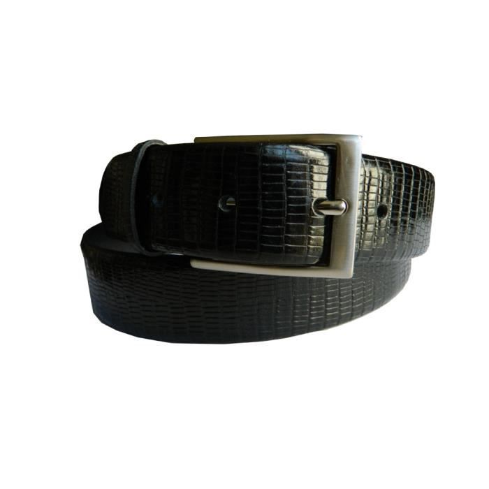 Ceinture homme de luxe, en cuir de vachette facon crocodile Longueur