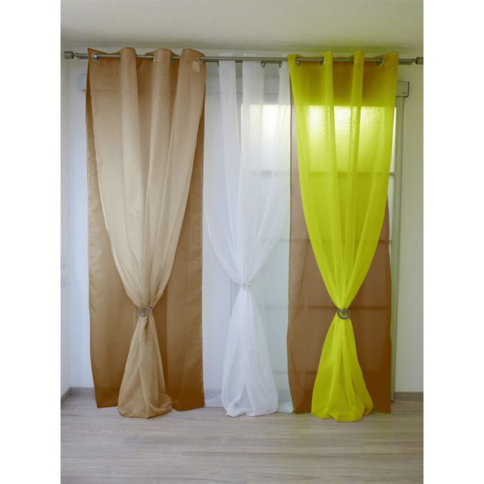 Rideaux double voilage chocolat achat / vente rideaux double ... Désign rideaux Double