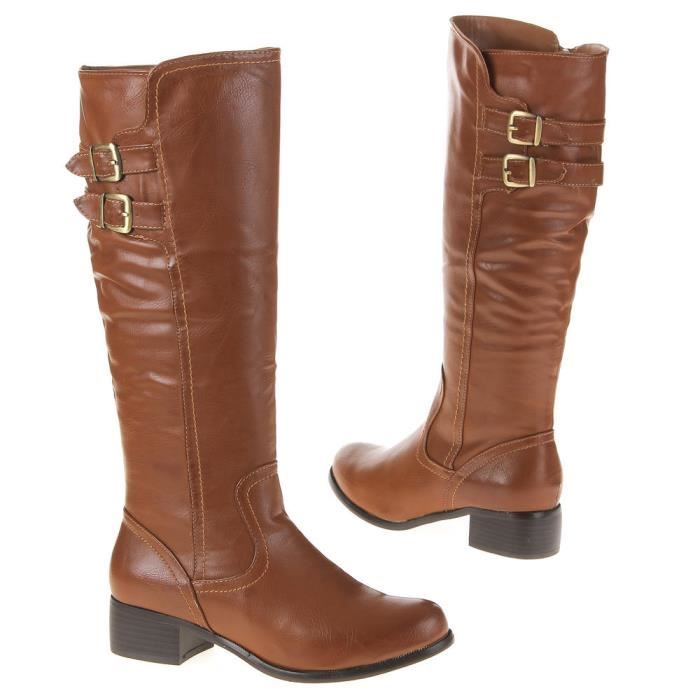 bottes femme cuir camel