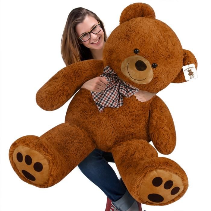 nounours peluche ours teddy bear 100 cm brun clair Achat / Vente