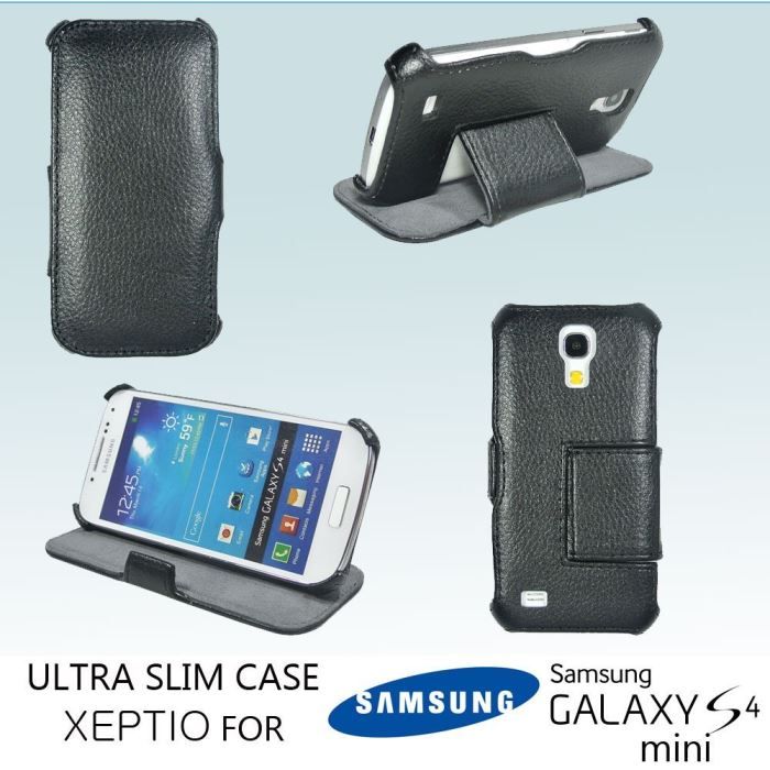 Etui housse Samsung Galaxy S4 mini noir Cuir Style Achat housse