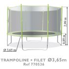 TRAMPOLINE  Ensemble Trampoline + Protection Ø365 cm