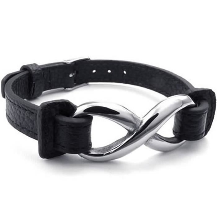 Bracelet En Cuir Et Acier Inoxydable - Bijouterie En Ligne, Neuf Avec étiquettes, Marque Générique, Parfait Pour Un Cadeau Ou Usage Quotidien