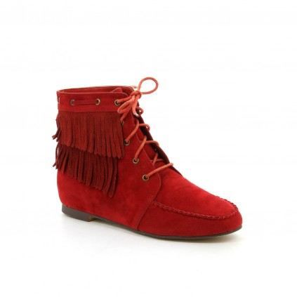 bottine rouge vernis pas cher