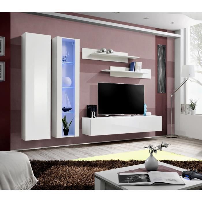 Ce meuble TV suspendu FLIX A4,blanc, sait allier à la perfection