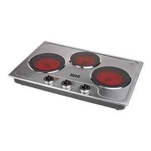 NOVA Plaque de cuisson posable céramique ? 3 foyers (2 x 18 et 15 cm) ? 2 x 1200W et 900W - Inox