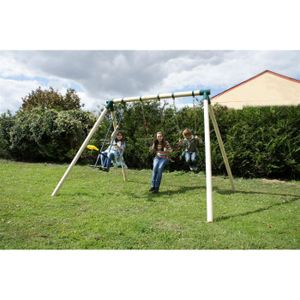 BALANCOIRE - STATION JEUX DOUCEUR Portique bois en cèdre 3 agrès BALANCOIRE - STATION JEUX DOUCEUR Portique bois en cèdre 3 agrès