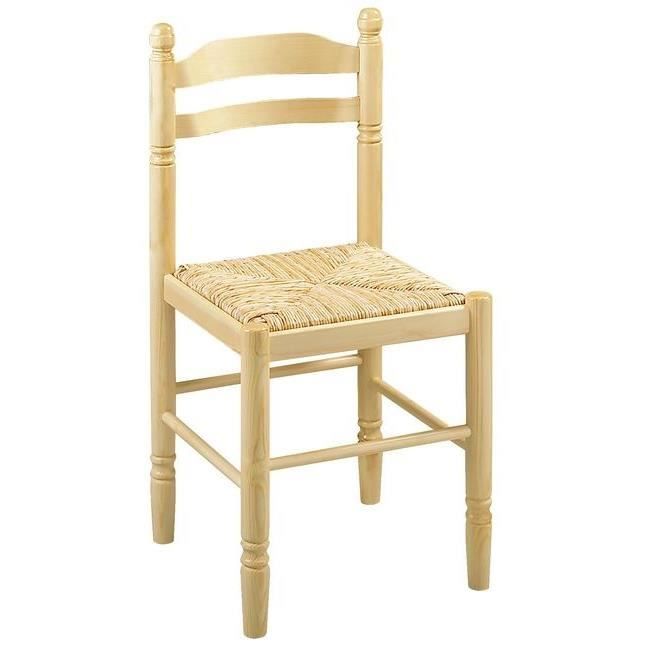 Chaise pin assise paille – Table de lit