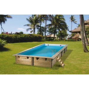 UBBINK Piscine rectangulaire en bois Sunwater 300x555xH140 cm - Liner bleu