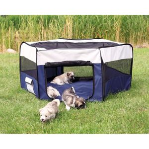 TRIXIE Enclos pour lapins/chiots ? 130 × 55 cm bleu/gris