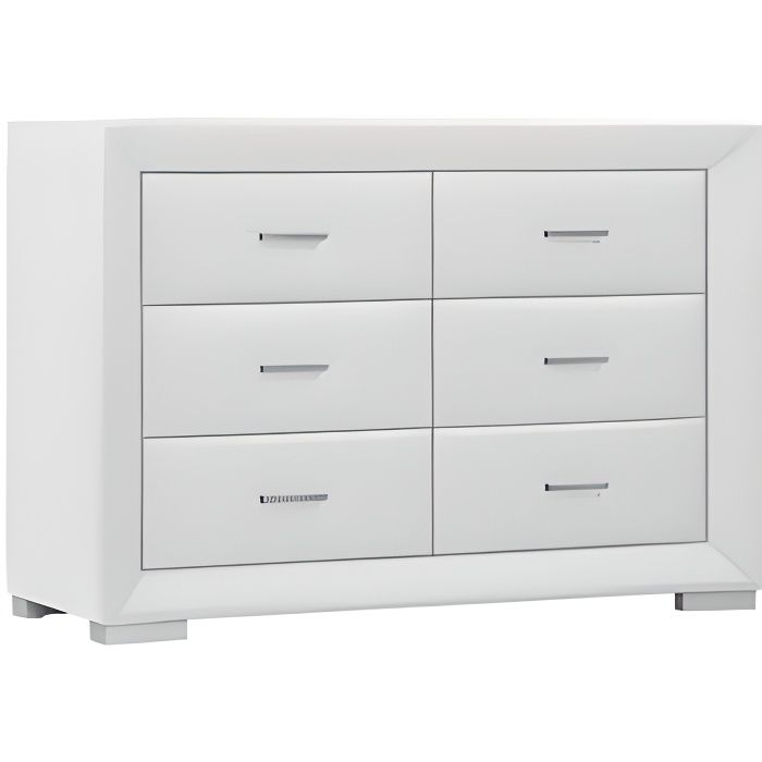 commode blanche simili cuir