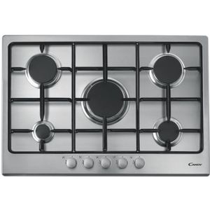 CANDY CTG1057X - Table de cuisson Gaz - 5 foyers - 11250W - L75 x P51cm - Rev?tement inox - Coloris Inox
