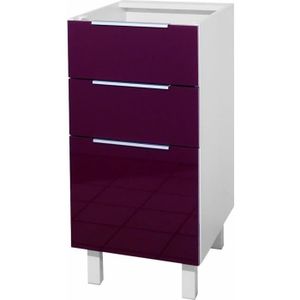 ÉLÉMENTS HAUT ET BAS Caisson 3 Tiroirs 40 cm Aubergine Haute brillance ÉLÉMENTS HAUT ET BAS Caisson 3 Tiroirs 40 cm Aubergine Haute brillance