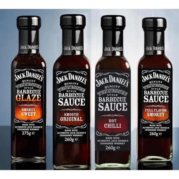 Lot de 4 bouteilles sauce Barbecue jack daniel'ssmokey,hot chili,sweet